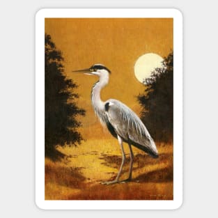 Heron On Gold Sticker